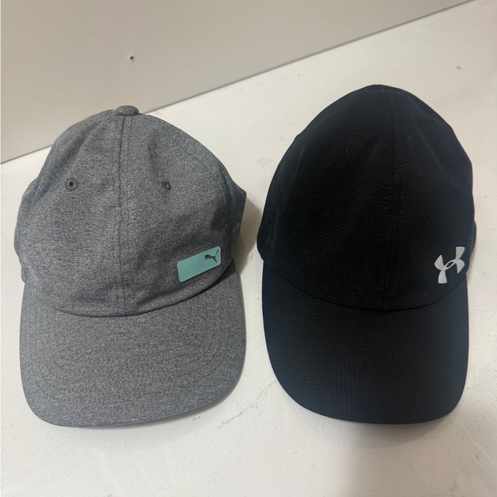 Gray and Black Logo Caps under Armour and puma and new condition